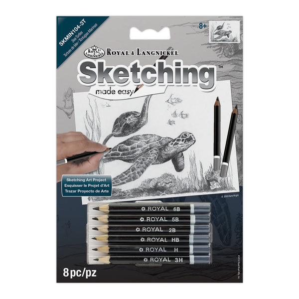 royal and langnickel SKMIN-104 | Sketching Made Easy™ Sea Turtles 8pc 5" x 7" Sketching Art Project