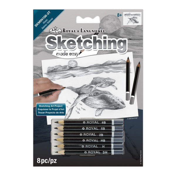 royal and langnickel SKMIN-106 | Sketching Made Easy™ Whales 8pc 5" x 7" Sketching Art Project
