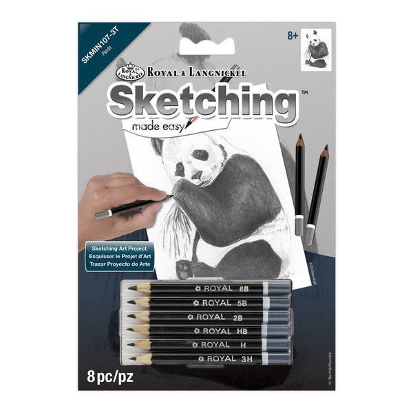 royal and langnickel SKMIN-107 | Sketching Made Easy™ Panda 8pc 5" x 7" Sketching Art Project