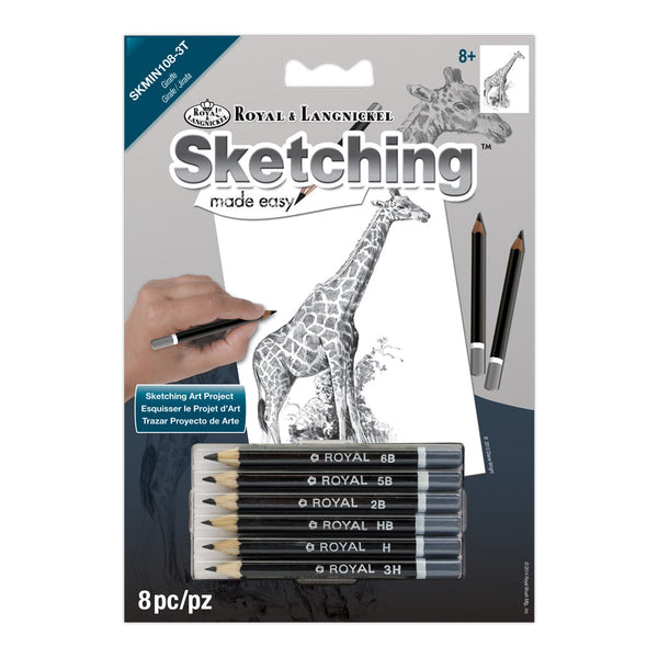 royal and langnickel SKMIN-108 | Sketching Made Easy™ Giraffe 8pc 5" x 7" Sketching Art Project