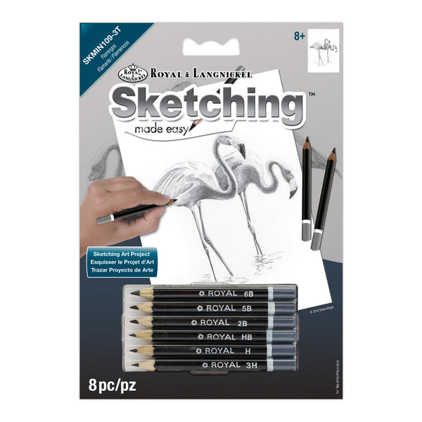 royal and langnickel SKMIN-109 | Sketching Made Easy™ Flamingoes 8pc 5" x 7" Sketching Art Project