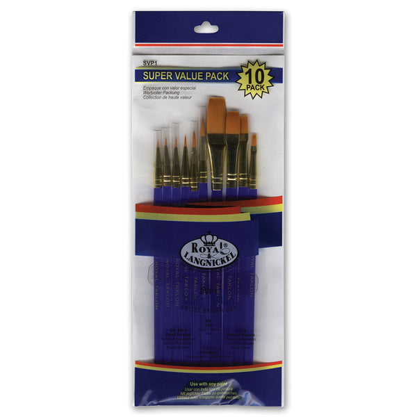 royal and langnickel SVP1 | 10pc Golden Taklon Variety Brush Set