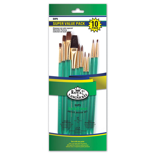 royal and langnickel SVP3 | 10pc Sabline/Camel Variety Brush Set