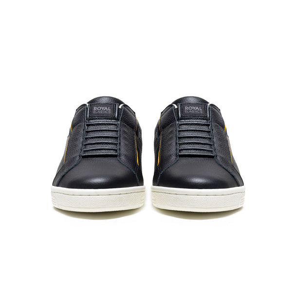 Royal Elastics Men's Adelaide Black Yellow Leather Sneakers 002652-993