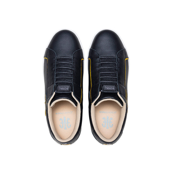Royal Elastics Men's Adelaide Black Yellow Leather Sneakers 02651-993