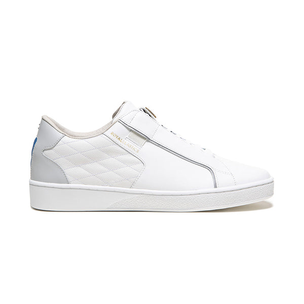 royal elastics Men's Adelaide Lux White Gray Blue Leather Sneakers 02733-058