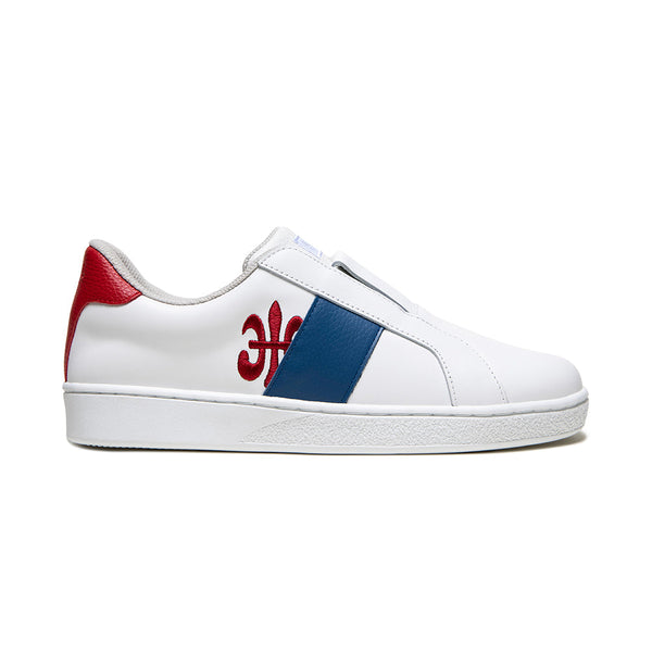 royal elastics Men's Bishop White Blue Red Leather Sneakers 01741-051