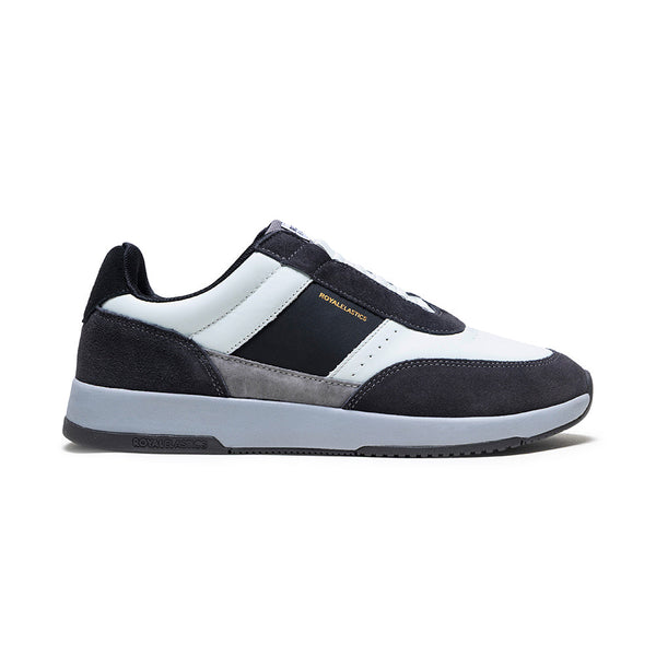 royal elastics Men's Crown Lux Black Gray Leather Sneakers 07543-098