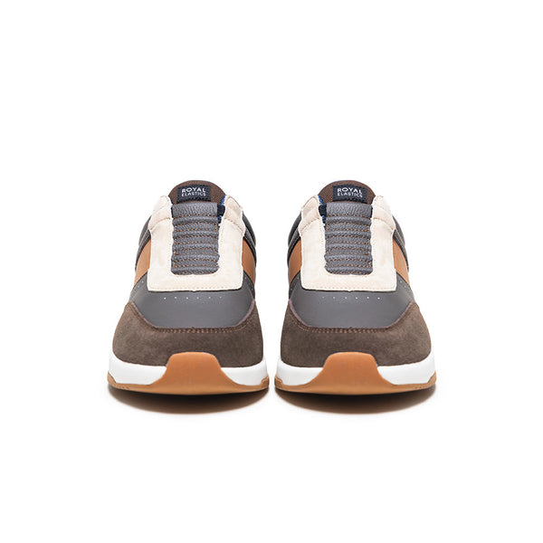 Royal Elastics Men's Crown Lux Gray Brown Blue Leather Sneakers 07543-775