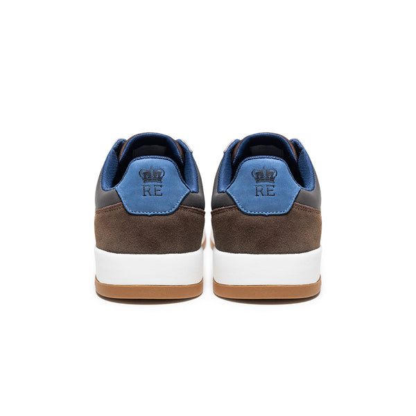 Royal Elastics Men's Crown Lux Gray Brown Blue Leather Sneakers 07543-775