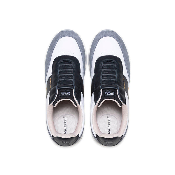 Royal Elastics Men's Crown Lux White Black Gray Leather Sneakers 07543-093