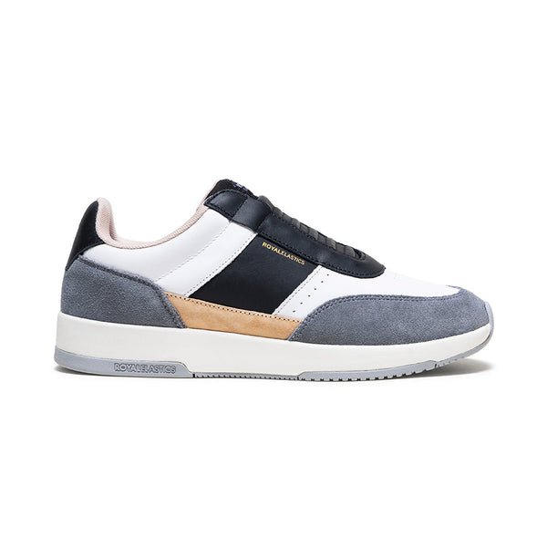 royal elastics Men's Crown Lux White Black Gray Leather Sneakers 07543-093