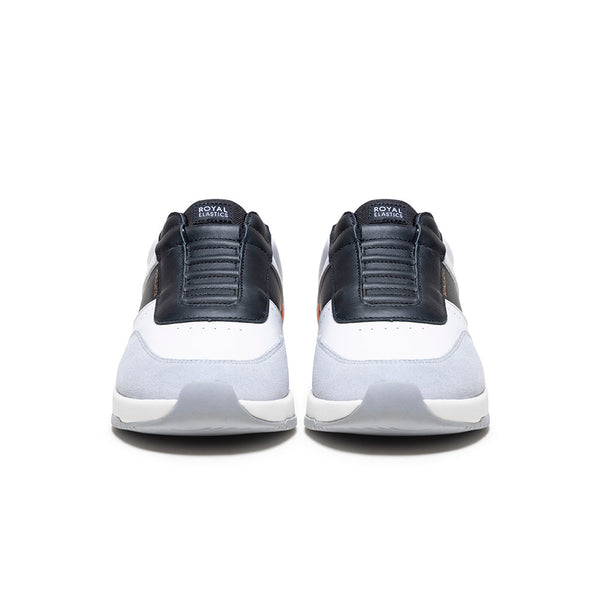 Royal Elastics Men's Crown Lux White Black Orange Leather Sneakers 07543-092