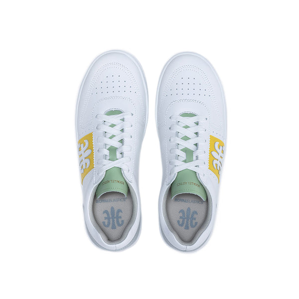 Royal Elastics Men's Dreamer White Yellow Green Logo Leather Sneakers 08121-043