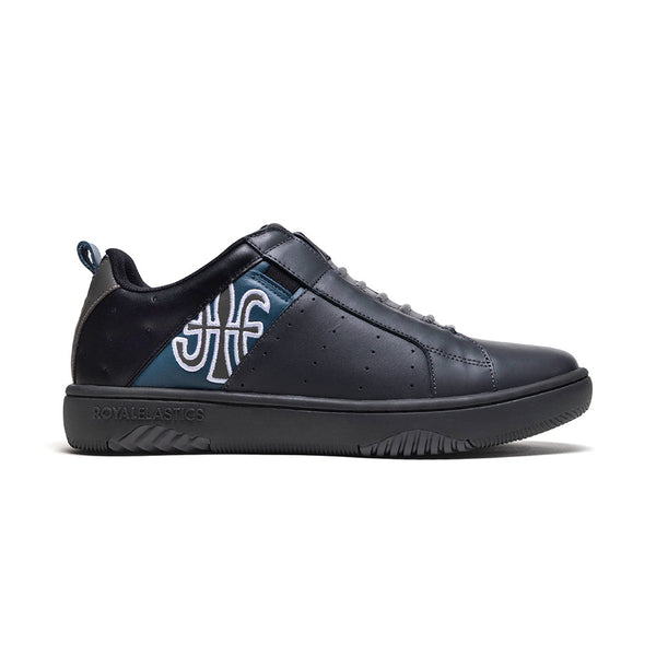 royal elastics Men's Icon 2.0 Gray Black Blue Logo Leather Sneakers 006553-995