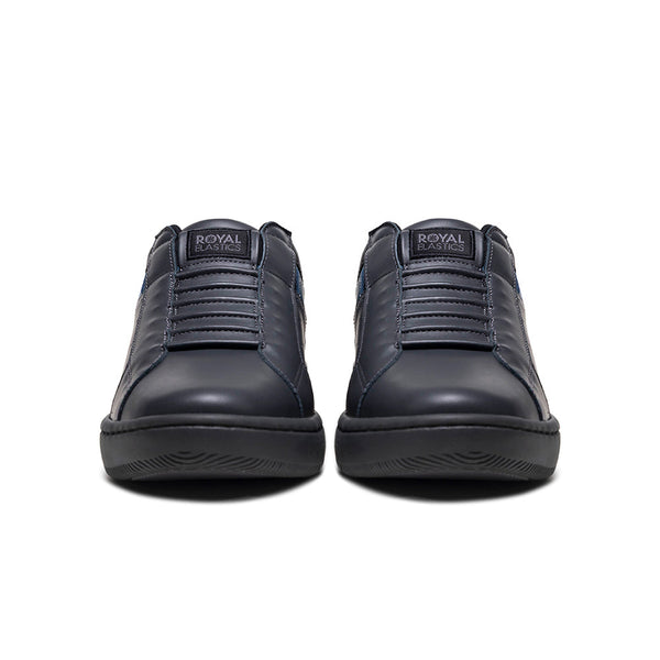 Royal Elastics Men's Icon 2.0 Gray Black Blue Logo Leather Sneakers 006553-995