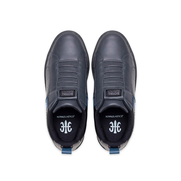 Royal Elastics Men's Icon 2.0 Gray Black Blue Logo Leather Sneakers 006553-995