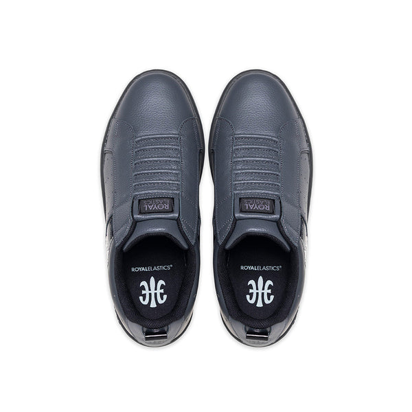 Royal Elastics Men's Icon 2.0 Gray Black Logo Leather Sneakers 006552-990