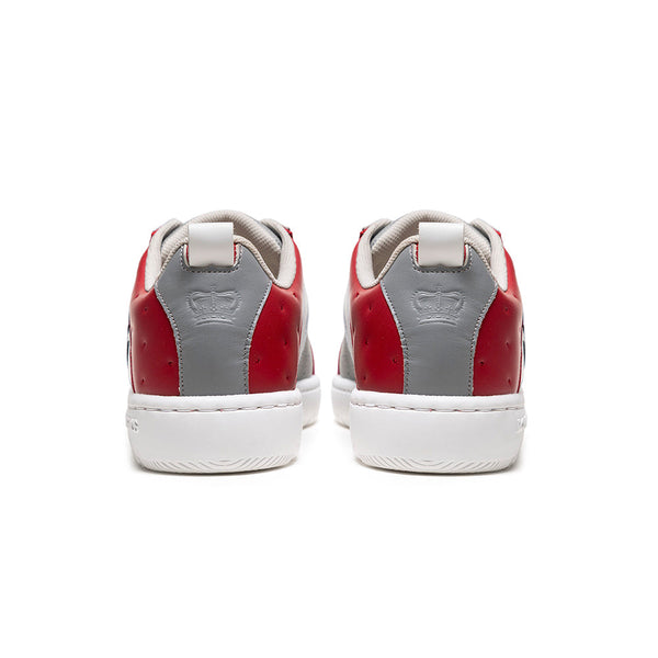 Royal Elastics Men's Icon 2.0 Gray Red White Logo Leather Sneakers 006552-810