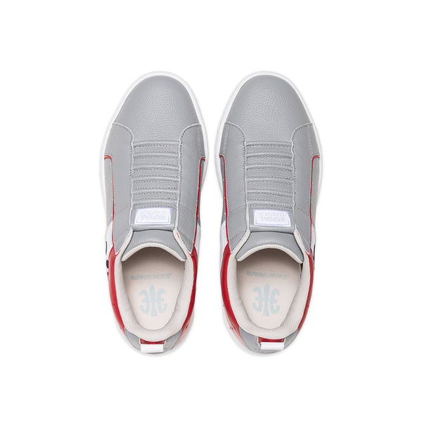 Royal Elastics Men's Icon 2.0 Gray Red White Logo Leather Sneakers 006552-810