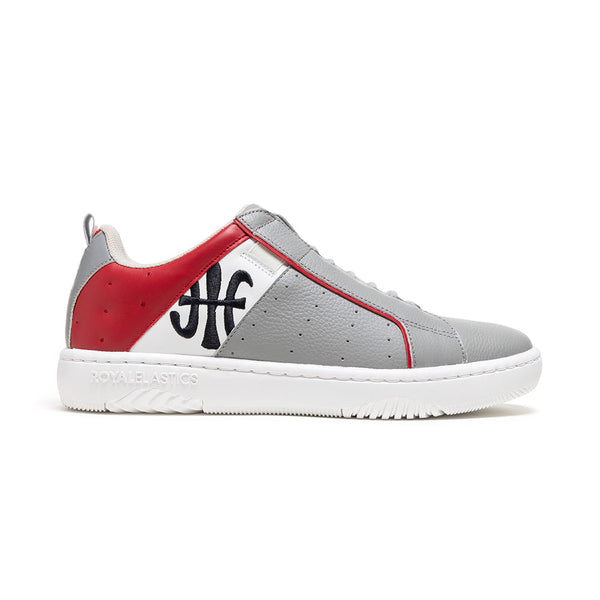 royal elastics Men's Icon 2.0 Gray Red White Logo Leather Sneakers 006552-810