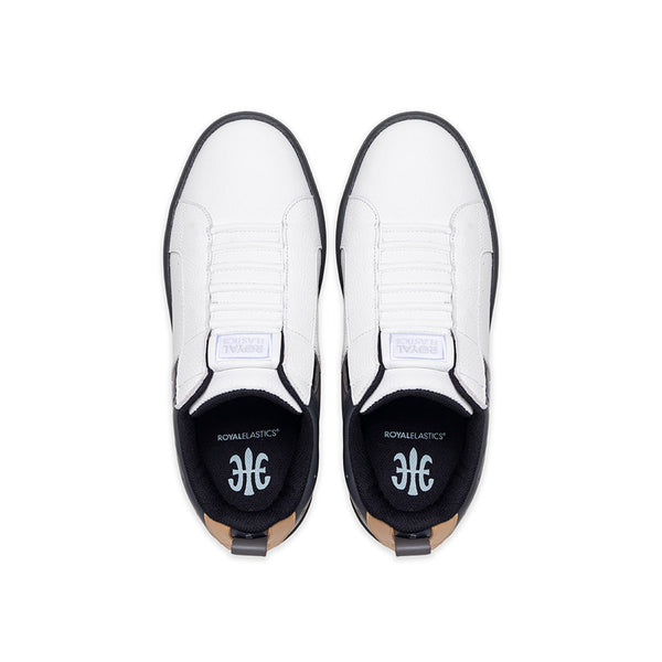 Royal Elastics Men's Icon 2.0 White Black Brown Logo Leather Sneakers 006553-093
