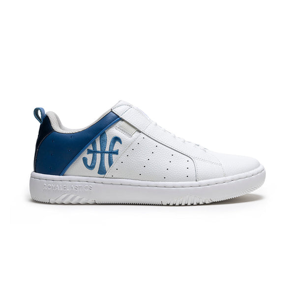 royal elastics Men's Icon 2.0 White Blue Logo Leather Sneakers 06543-055