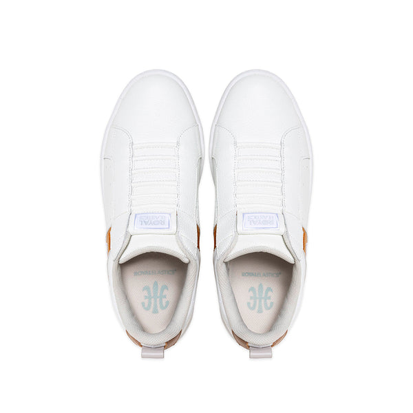 Royal Elastics Men's Icon 2.0 White Brown Logo Leather Sneakers 06551-003