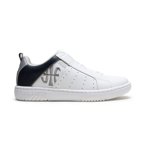 royal elastics Men's Icon 2.0 White Gray Logo Leather Sneakers 06543-088