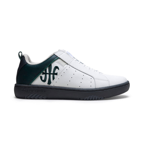 royal elastics Men's Icon 2.0 White Green Black Logo Leather Sneakers 06543-049