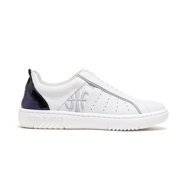 royal elastics Men's Icon 2.0X White Black Purple Leather Sneakers 006352-096