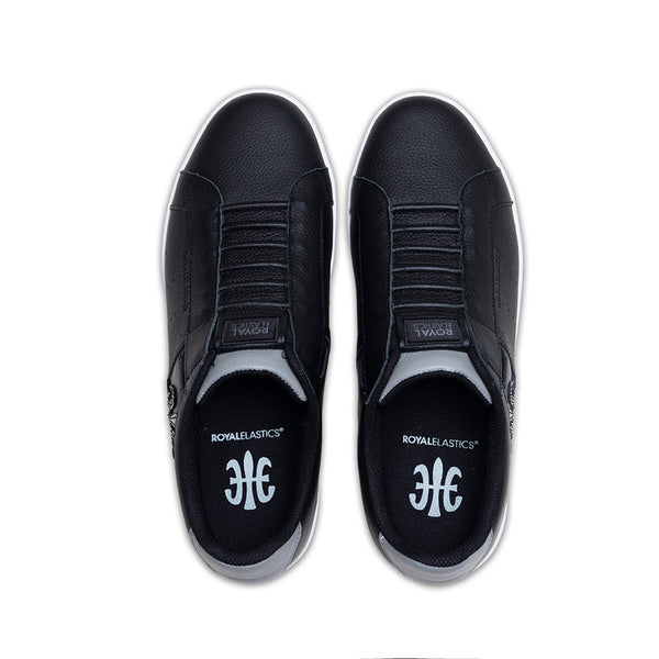 Royal Elastics Men's Icon OG Black Gray Logo Leather Sneakers 01951-998