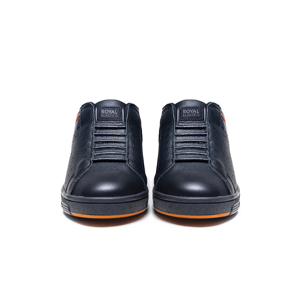 Royal Elastics Men's Icon OG Black Gray Orange Logo Leather Sneakers 001952-928