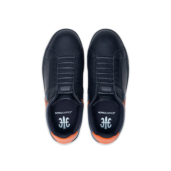 Royal Elastics Men's Icon OG Black Gray Orange Logo Leather Sneakers 001952-928