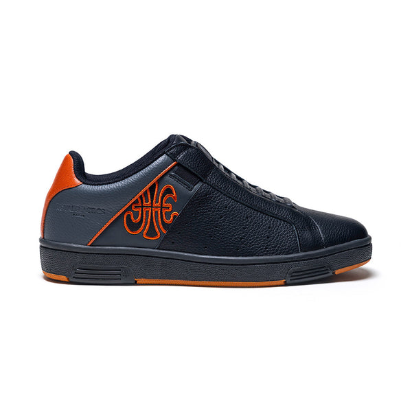 royal elastics Men's Icon OG Black Gray Orange Logo Leather Sneakers 001952-928