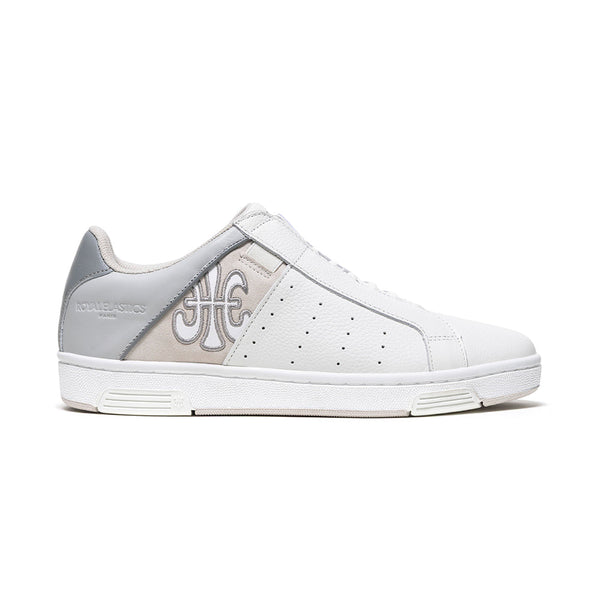royal elastics Men's Icon OG White Beige Gray Logo Leather Sneakers 001952-088