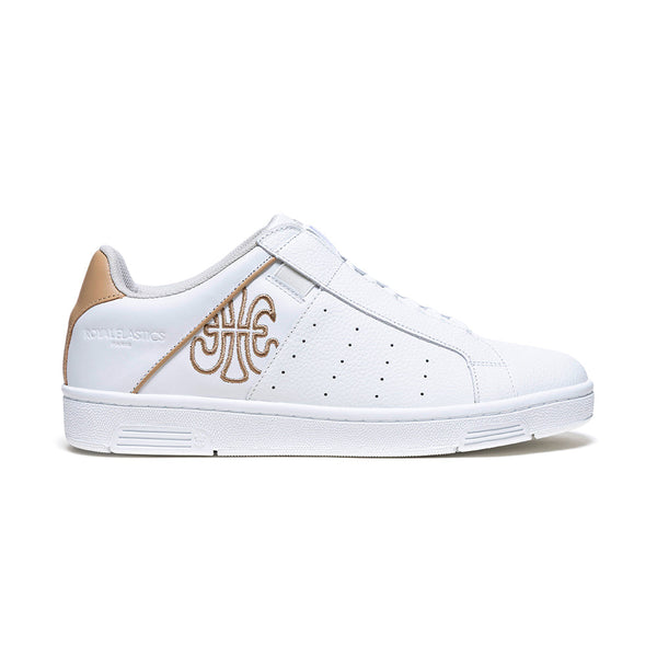 royal elastics Men's Icon OG White Beige Logo Leather Sneakers 001953-007