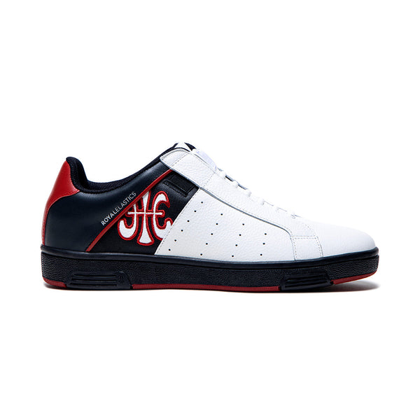 royal elastics Men's Icon OG White Black Red Logo Leather Sneakers 01933-091