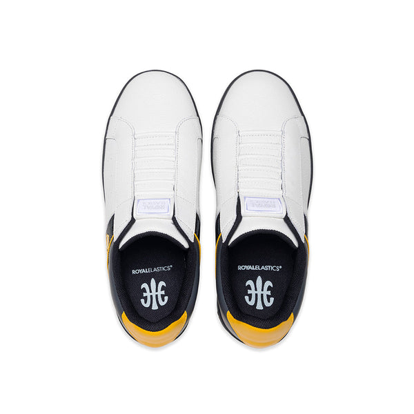 Royal Elastics Men's Icon OG White Black Yellow Logo Leather Sneakers 001952-039