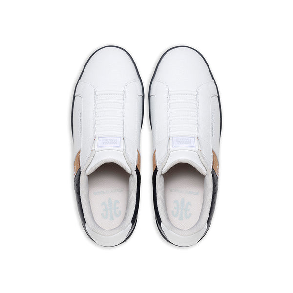 Royal Elastics Men's Icon OG White Brown Black Logo Leather Sneakers 01943-079