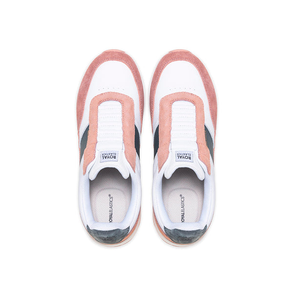 Royal Elastics Women's Crown Lux White Pink Gray Leather Sneakers 97543-019