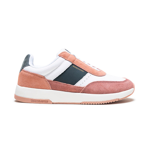 royal elastics Women's Crown Lux White Pink Gray Leather Sneakers 97543-019