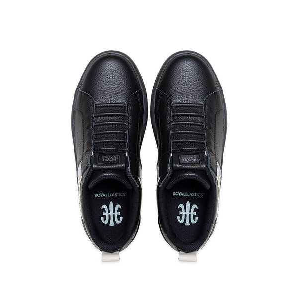 Royal Elastics Women's Icon 2.0 Black Beige Gray Logo Leather Sneakers 96551-997