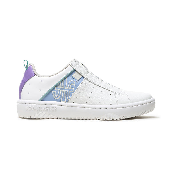 royal elastics Women's Icon 2.0 White Blue Purple Logo Leather Sneakers 96551-056