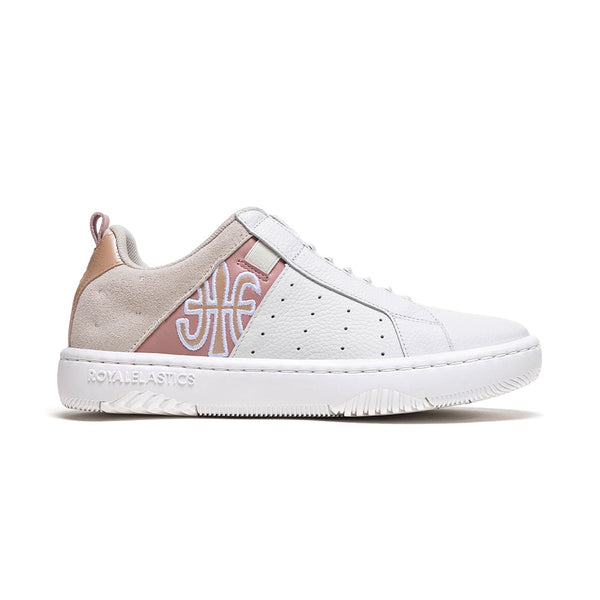 royal elastics Women's Icon 2.0 White Pink Beige Logo Leather Sneakers 906553-001
