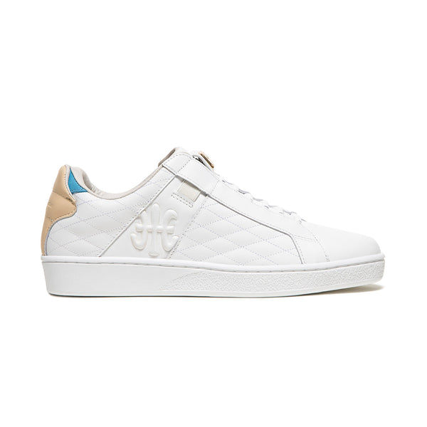 royal elastics Women's Icon Lux White Brown Blue Leather Sneakers 92532-057