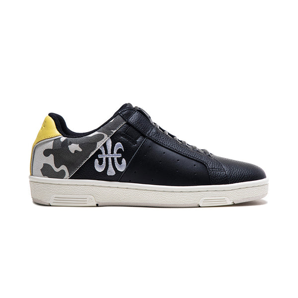 royal elastics Women's Icon OG Black Yellow Logo Leather Sneakers 91933-553