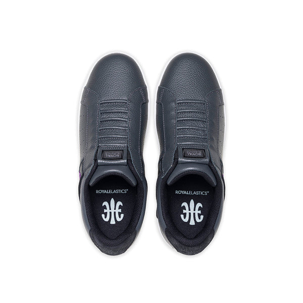 Royal Elastics Women's Icon OG Gray Black Purple Logo Leather Sneakers 901952-865