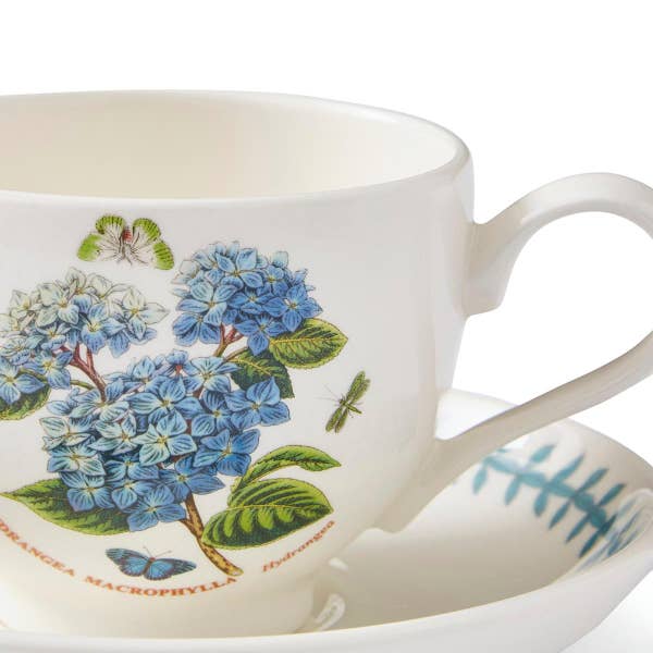 Royal Worcester Botanic Garden Meadow Breakfast Teacup & Saucer Hydrangea