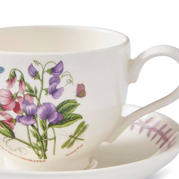 Royal Worcester Botanic Garden Meadow Breakfast Teacup & Saucer Sweet Pea